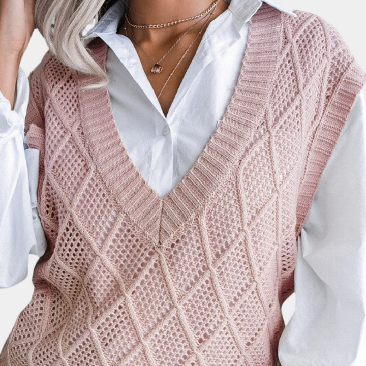 Trendy Angeza gebreide dames trui, comfortabel en casual, perfect voor winter- en herfstmode.