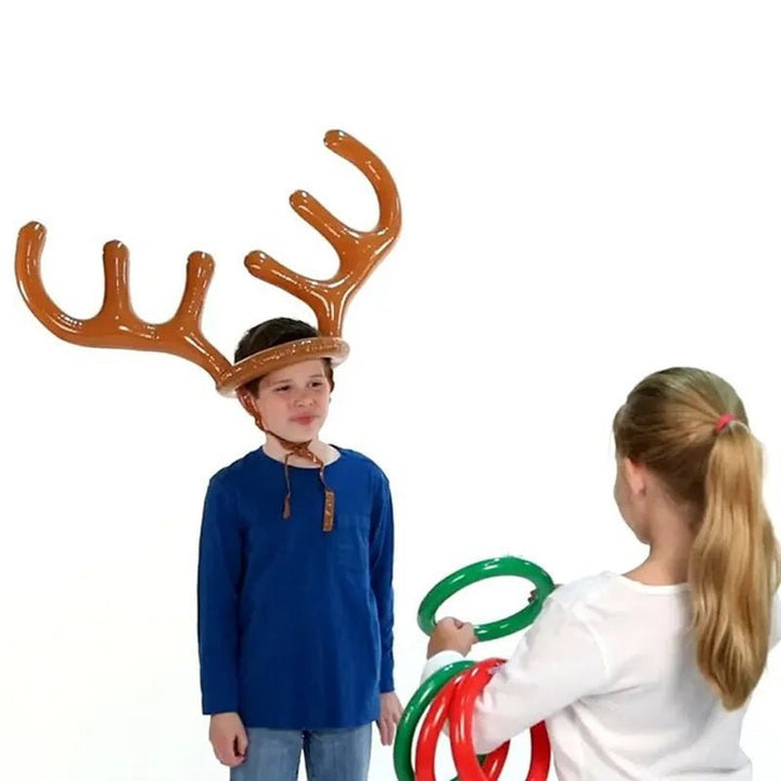 Feestelijk opblaasbaar rendier ringwerpspel, perfect als kerstcadeau of voor een gezellig familiefeest.