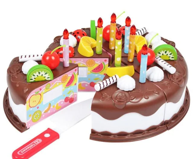 Compleet kinder taartspeelgoed om te snijden, versieren en serveren, perfect voor fantasierijk keukenspel.