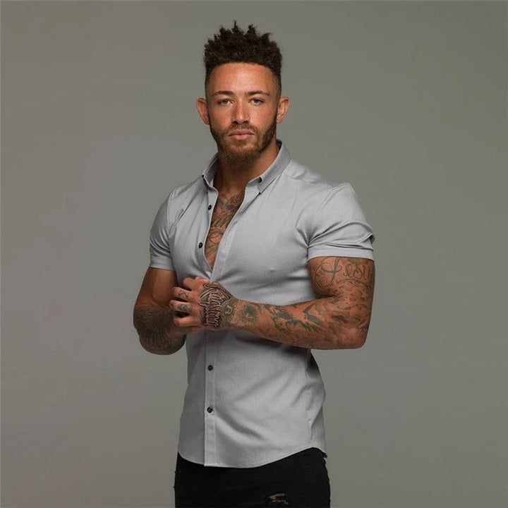 Veelzijdig heren overhemd korte mouwen. Ideaal als zakelijk overhemd of comfortabele smart casual herenkleding.