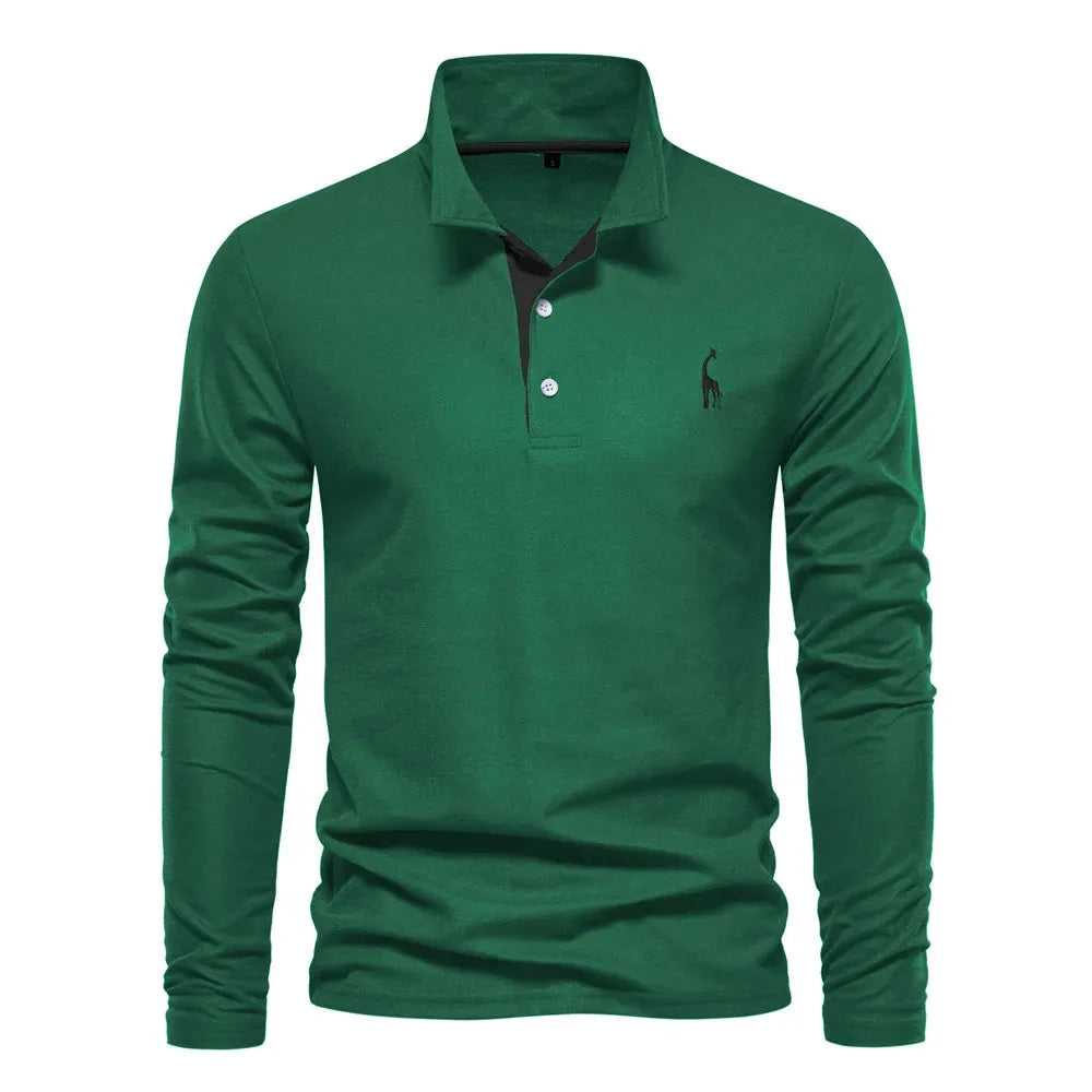 Stijlvolle heren polo met lange mouwen, ideaal voor diverse gelegenheden. Moderne V-hals, comfortabel en modieus.