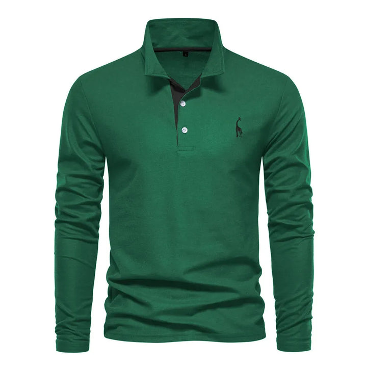 Stijlvolle heren polo met lange mouwen, ideaal voor diverse gelegenheden. Moderne V-hals, comfortabel en modieus.