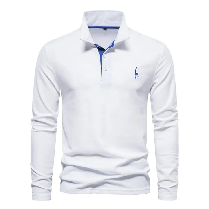 Casual heren polo met lange mouwen, perfect voor herfst/winter. V-hals design maakt het smart casual en veelzijdig.