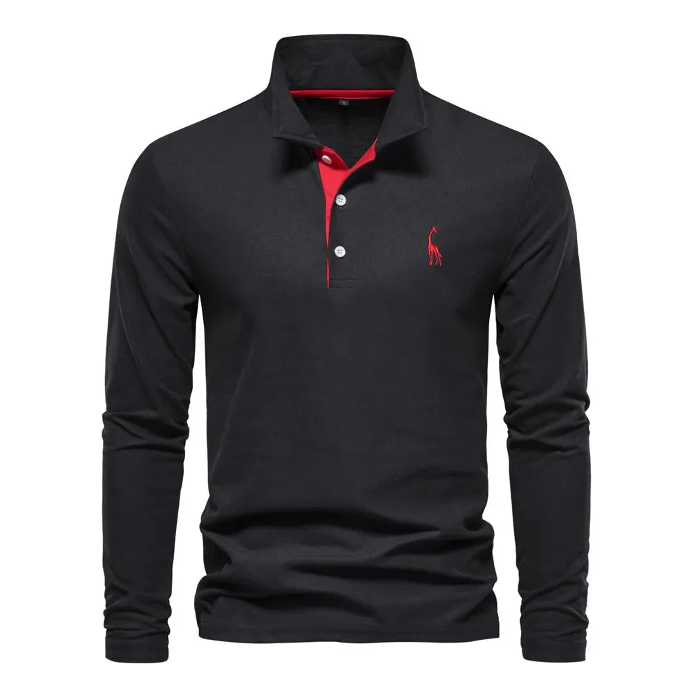 Heren polo met lange mouwen, comfortabel en stijlvol, met moderne V-hals en knoopsluiting. Ideaal voor smart casual.