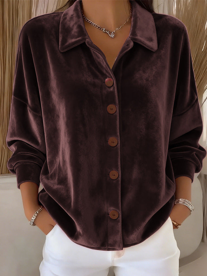 Comfortabele damesblouse, lange mouw en knoopsluiting, een veelzijdig overhemd voor moeiteloze, stijlvolle mode.