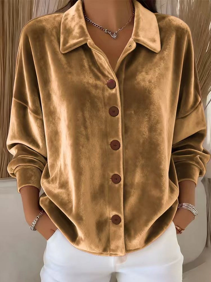 Damesblouse met knoopsluiting en lange mouwen, casual en comfortabel voor een veelzijdige stijl.