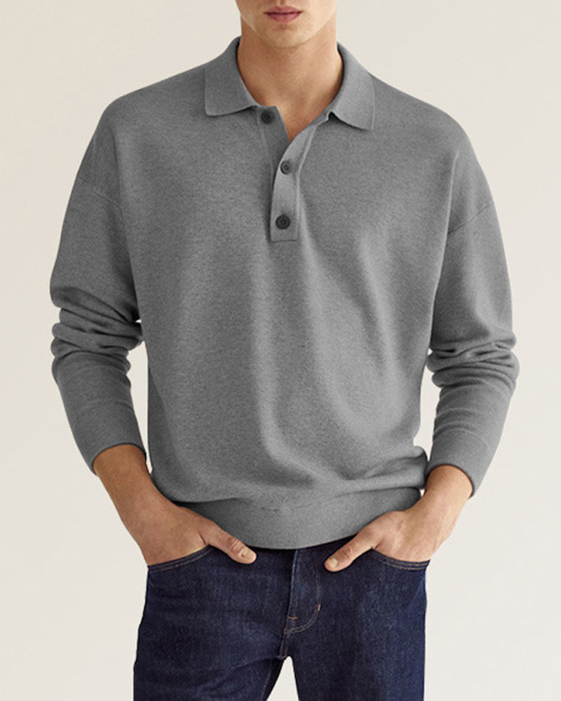 Comfortabele herenpolo met lange mouwen, ideaal voor zowel casual als smart casual gelegenheden in lente/herfst.