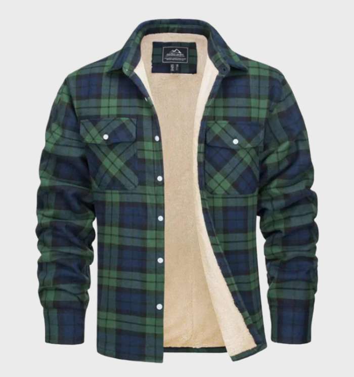 Comfortabel heren herfstjas, warm flanellen jack in vintage stijl, geschikt voor outdoor en winter.