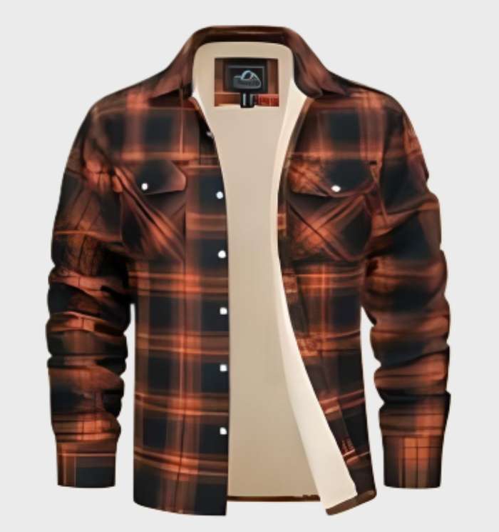 Heren flannel jack vintage stijl, comfortabel overshirt met knopen, ideaal voor herfst/winter.