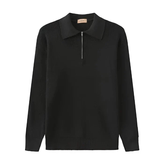 Pullover voor heren met halve rits en opstaande kraag, ideaal voor casual look.