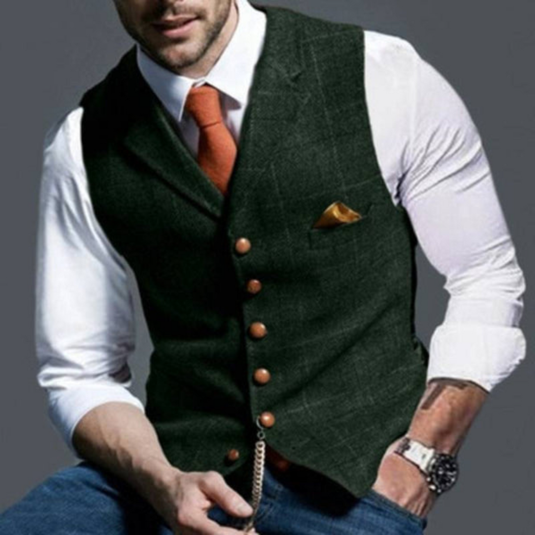 Tijdloos heren waistcoat met ruitpatroon, de ideale keuze voor een veelzijdige en stijlvolle garderobe.