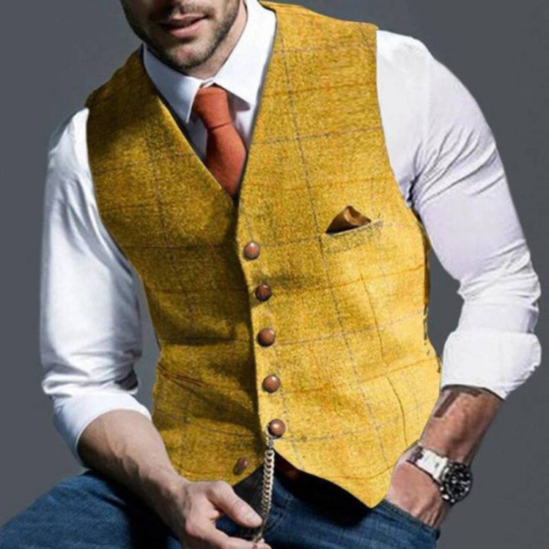 Veelzijdig heren gilet met ruitpatroon, ideaal voor alle seizoenen, van zakelijk tot casual.