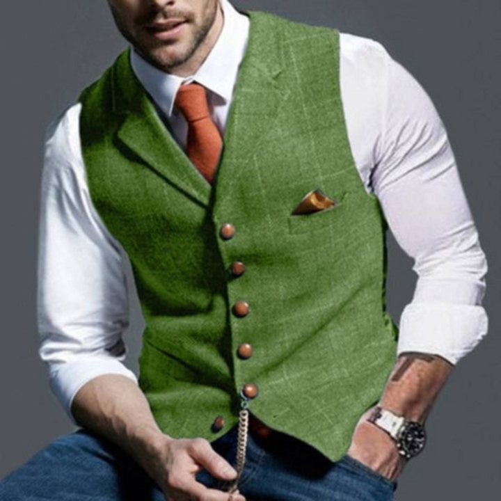 Klassiek heren gilet met gedetailleerd ruitpatroon, verrijkt elke heren outfit met elegantie.