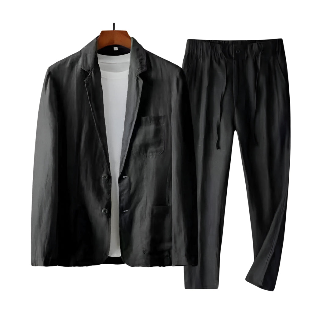 Linnen herenpak voor lente/zomer. Stijlvol, comfortabel tweedelig pak, perfect voor formele of casual chique gelegenheden.