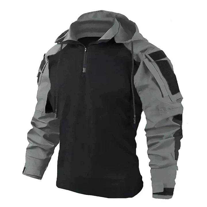 Veelzijdige herenpullover met capuchon, tactisch design; comfortabel voor dagelijks gebruik en lichte outdooractiviteiten.