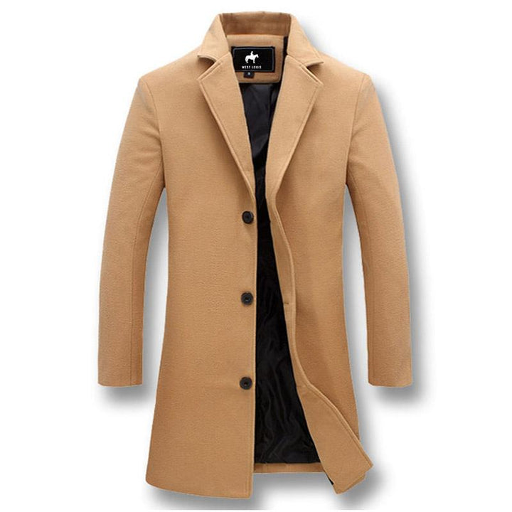 Trendy heren winddichte lange jas 'Jasper', een warme overcoat en stijlvolle wintermantel.