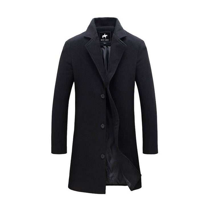Heren winddichte lange jas 'Jasper', een stijlvolle single-breasted overcoat voor de winter.