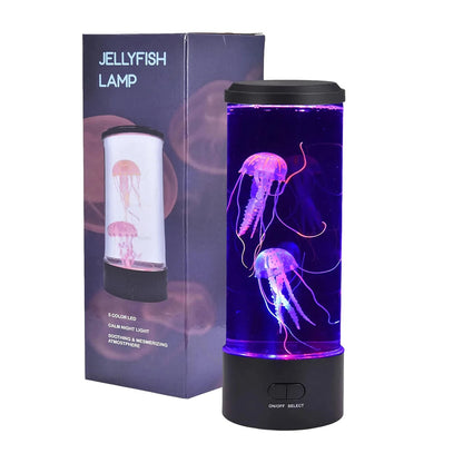 "Jellyfish tafellamp met kleurrijk LED-licht, realistisch bewegende kwallen, creëert rustgevende oceaansfeer voor thuis."