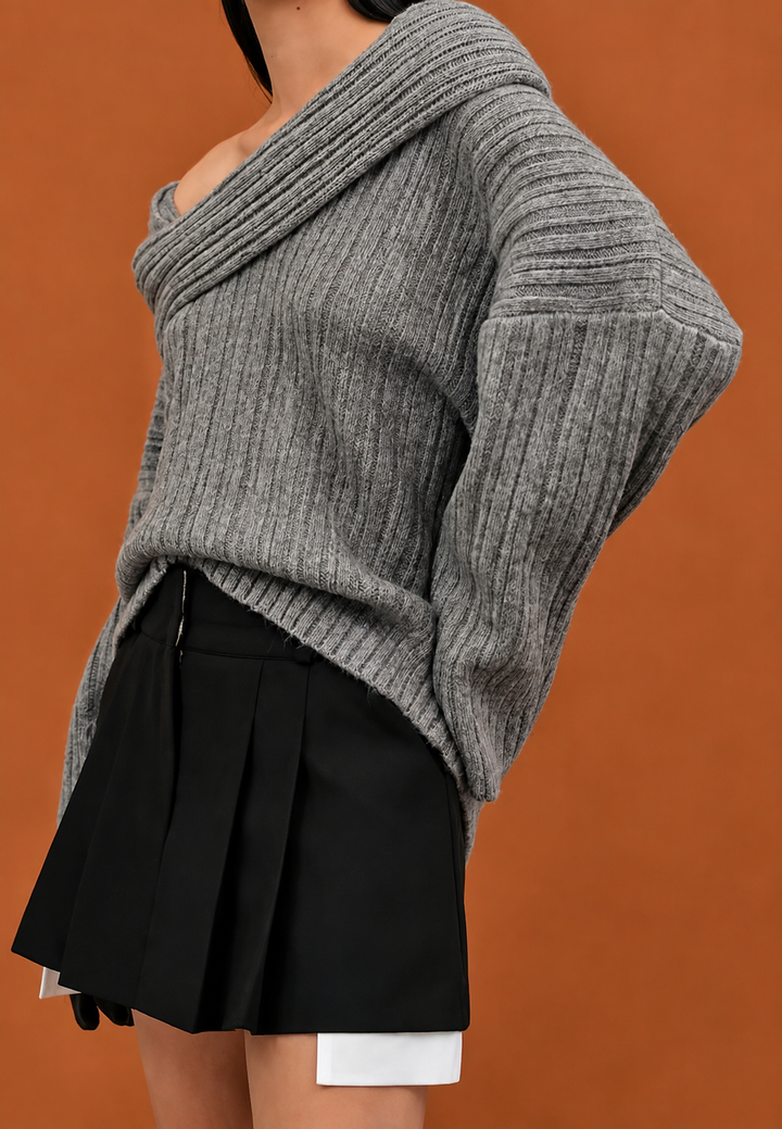 Elegante asymmetrische damestrui met één blote schouder, perfecte stijlvolle pullover voor moderne vrouwenmode.