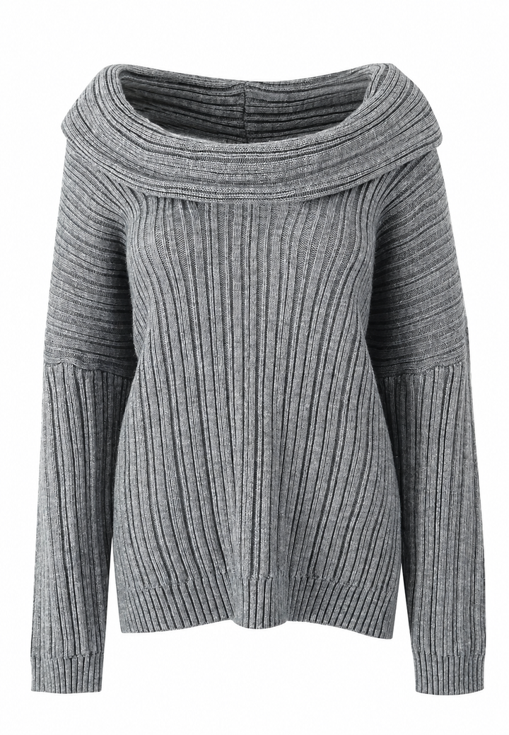 Comfortabele éénmaat damestrui, asymmetrisch design met blote schouder. Trendy en unieke pullover vrouwenkleding.