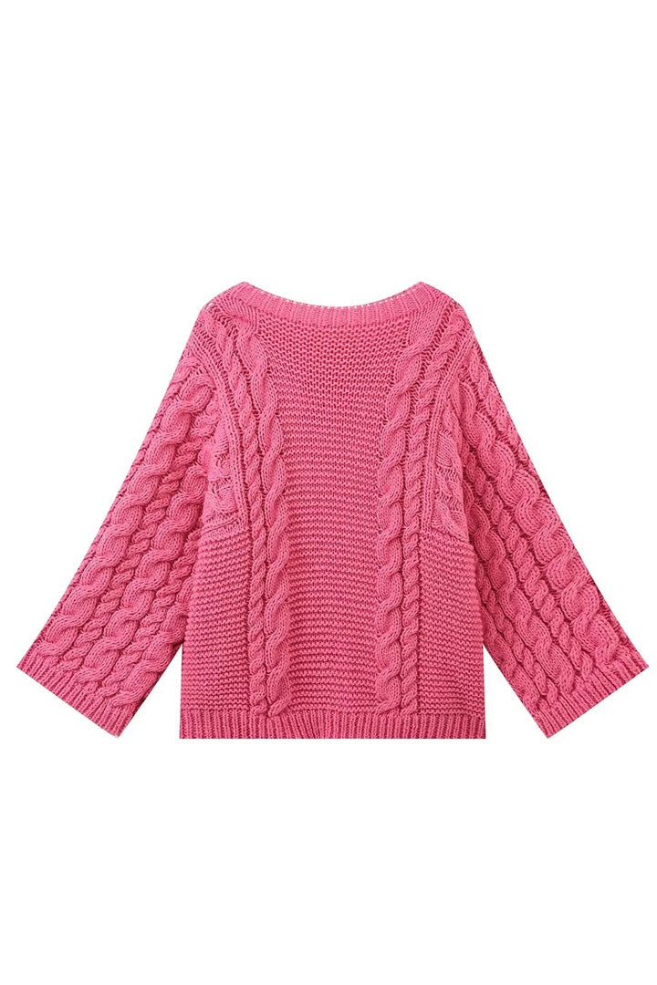 Warme Nerina trui, gebreide dames oversized trui met hoge kraag, wijde mouwen en een stijlvolle herfstlook.