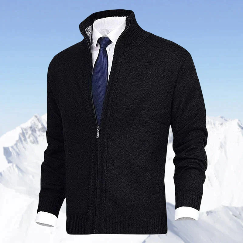 Elegant heren vest met rits en opstaande kraag, voor een verfijnde casual of smart-casual look.
