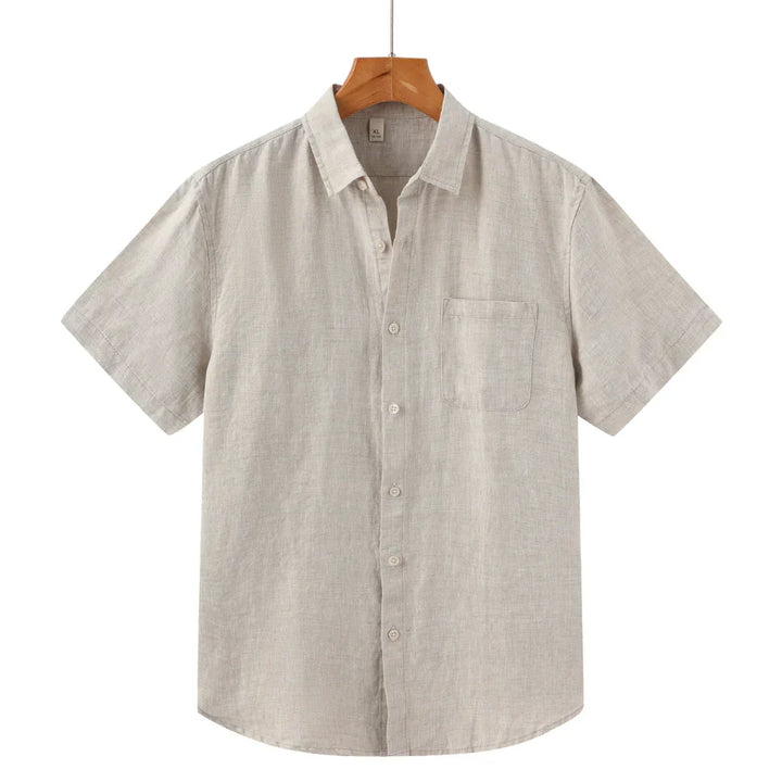 Heren linnen zomershirt met korte mouwen en relaxte pasvorm. Casual en elegant voor de zomer.
