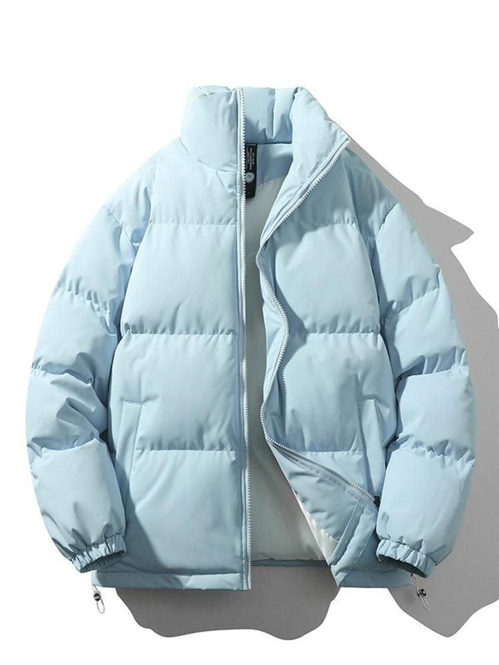 Comfortabele gewatteerde heren winterjas, oversized en korte pufferstijl voor mannen.
