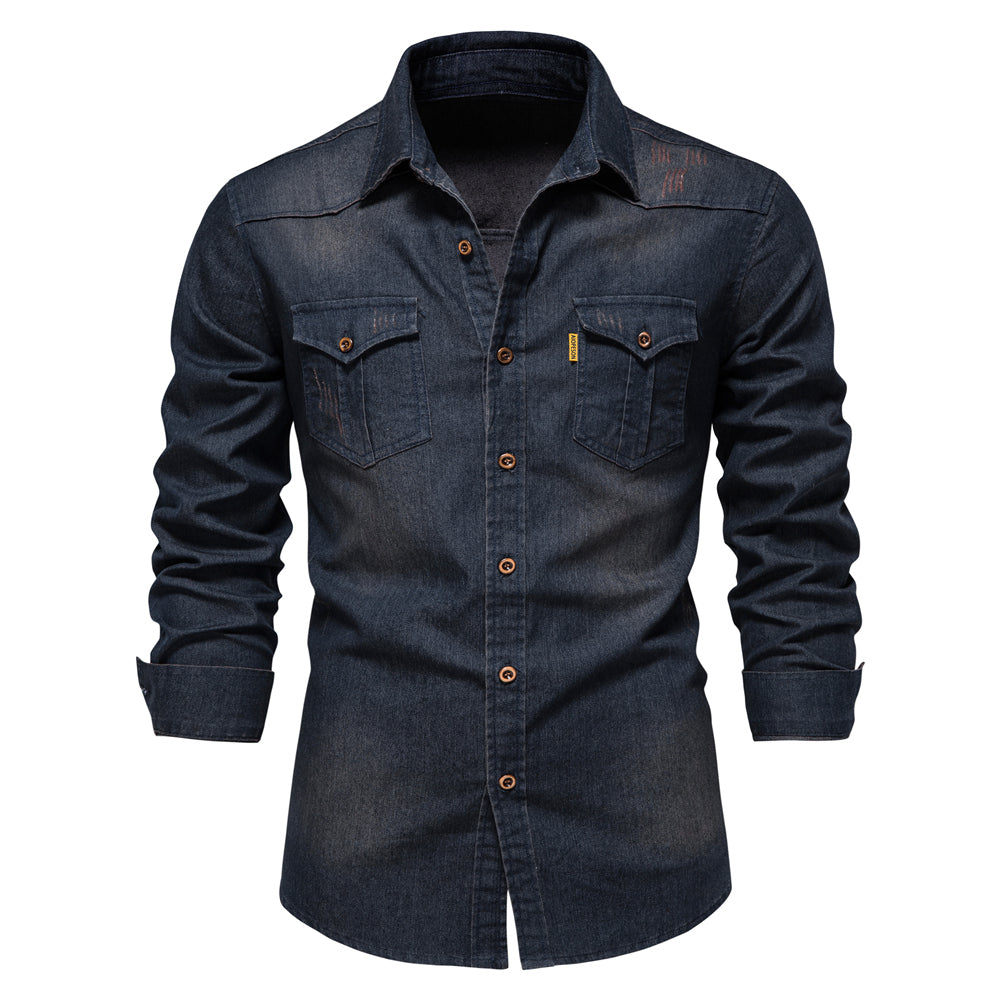 Comfortabel casual herenoverhemd met lange mouwen, perfect voor veelzijdig dagelijks gebruik. In zwart/marineblauw.