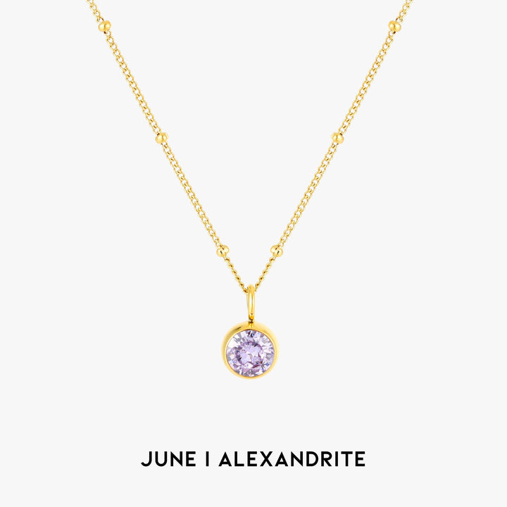 Zilveren ketting Aurora met geboortesteen; een modern en persoonlijk sieraad voor dames.