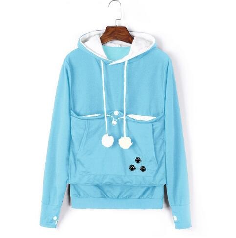 Dames/heren comfortabele hoodie met kattenzak, knusse huisdierkleding voor dierenliefhebbers, houdt haar vrij.