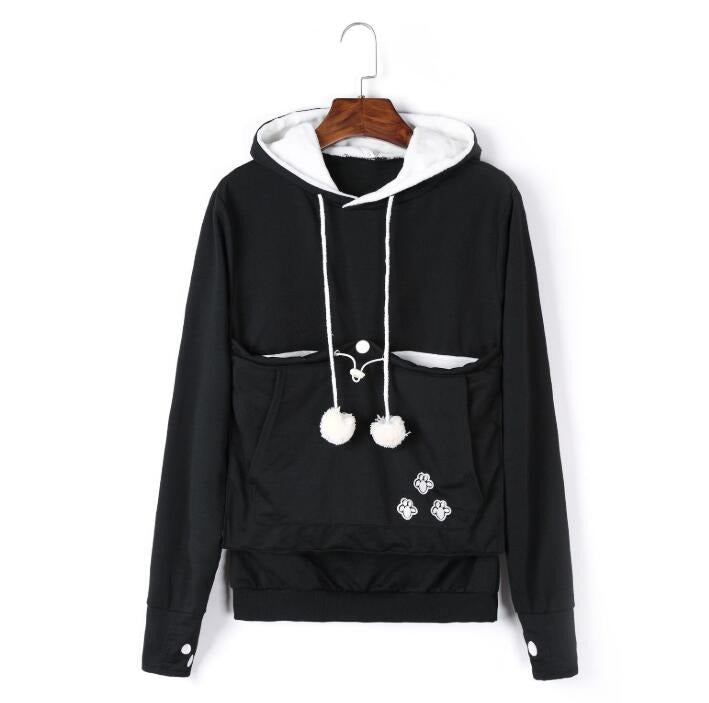 Unisex hoodie met grote kattenzak, ideaal voor comfort en om je kat dichtbij te dragen. Perfecte huisdierkleding.