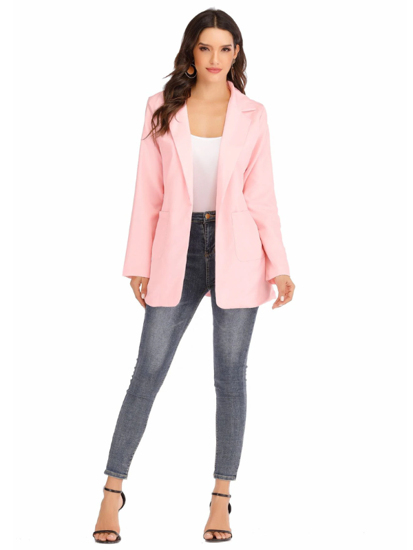 Zakelijke dames slim-fit blazer, comfortabel en elegant. Dit effen vest met lange mouwen is ook casual te dragen.