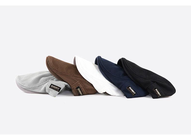 Zijaanzicht van de verstelbare heren katoenen mesh cap, comfortabel, casual en stijlvol.