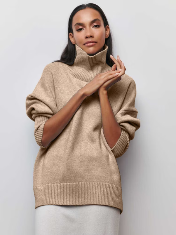 Warme dames coltrui, gebreid van zachte stof, ideaal voor de winter.