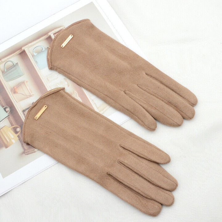 Dames suède handschoenen met touchscreen-functie, nooit meer koude handen bij smartphonegebruik.