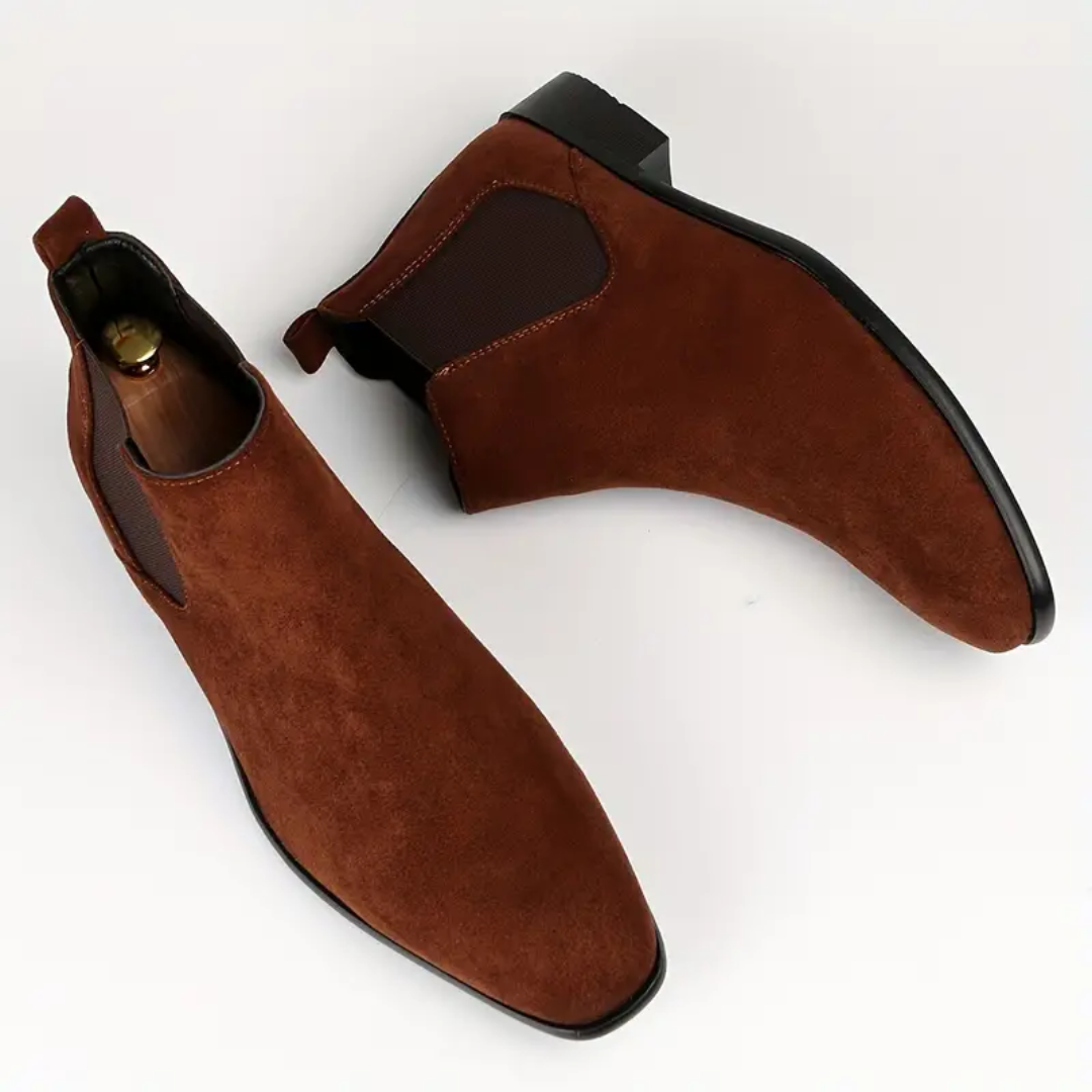 "Klassieke leren Chelsea laarzen voor heren, elegant en comfortabel, perfect voor elke gelegenheid met elastische inzetstukke