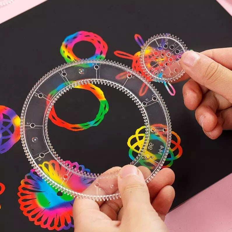 Educatieve spirograaf speelgoedset stimuleert creativiteit en geometrisch inzicht bij kinderen.
