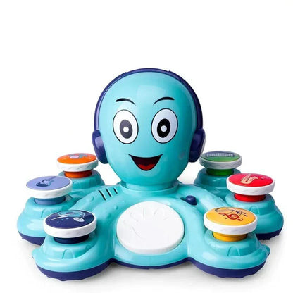 "Kleurrijk interactief octopus muziekspeelgoed voor peuters, bevordert muzikale vaardigheden en motoriek in roze en blauw."