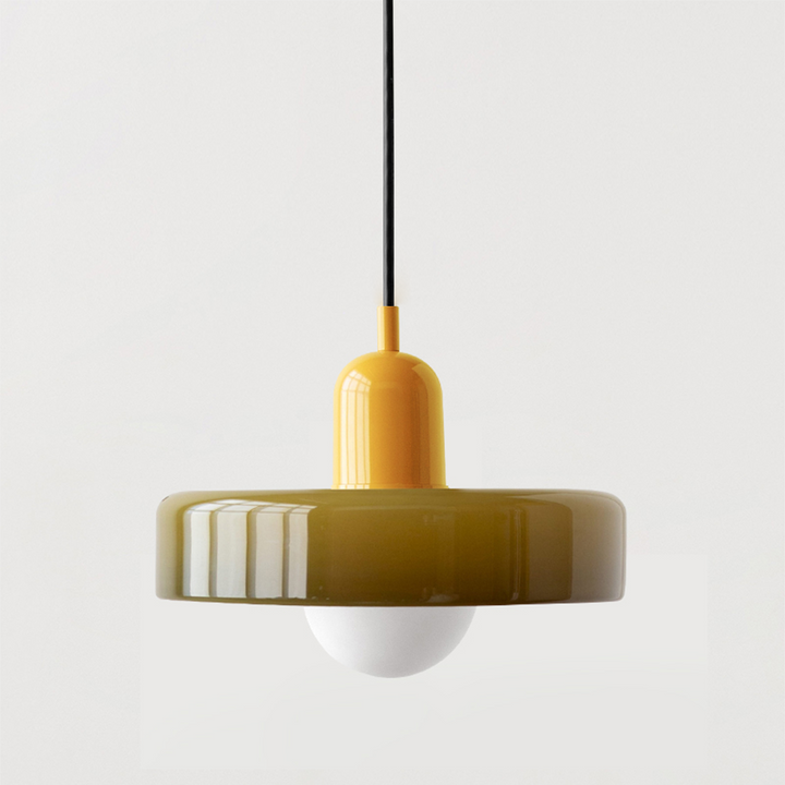 Kleurrijke design lamp, glas en Bauhaus elementen, voor moderne verlichting.