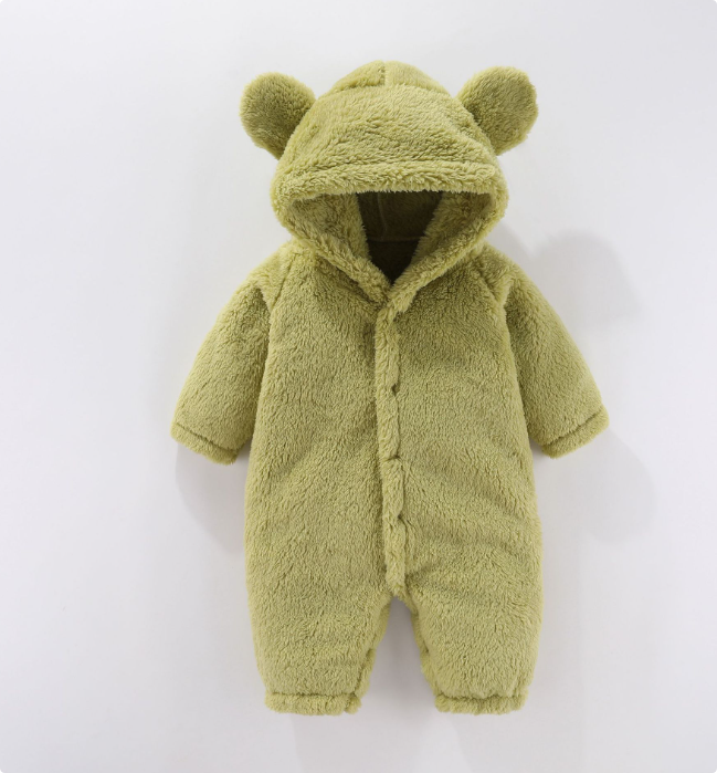 Zachte en comfortabele baby fleece romper met capuchon, perfect voor dagelijks gebruik en geborgenheid.