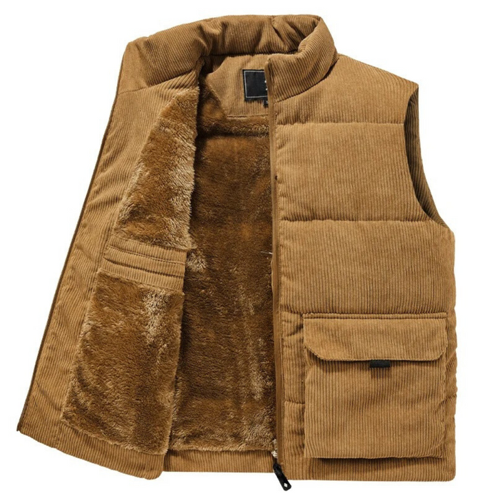 Heren corduroy vest, een warm winterkledingstuk en stijlvolle bovenkleding voor mannen.