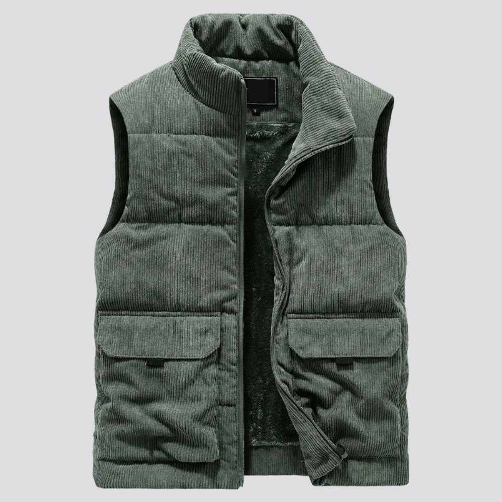 Stijlvol heren corduroy wintervest, perfect als warme bovenkleding en bodywarmer.
