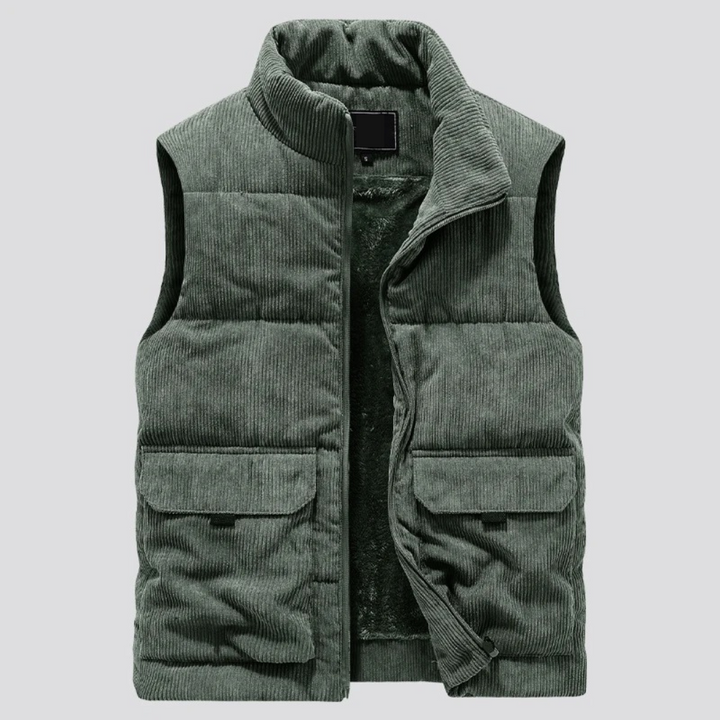 Stijlvol heren corduroy wintervest, perfect als warme bovenkleding en bodywarmer.