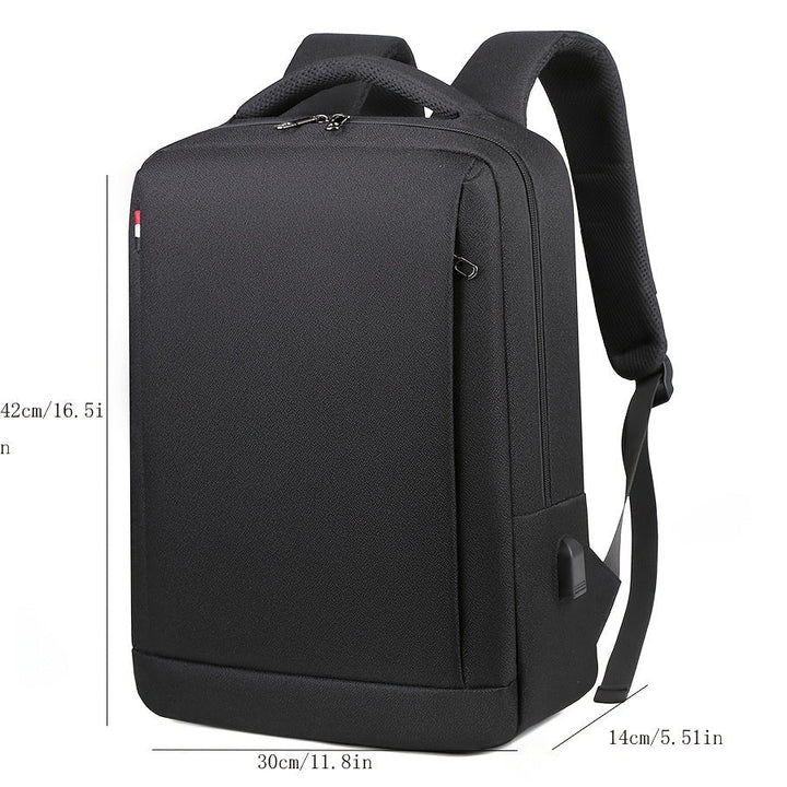 Zwarte multifunctionele rugzak voor laptops, ideaal voor zakenreizen en dagelijkse pendeltrajecten.