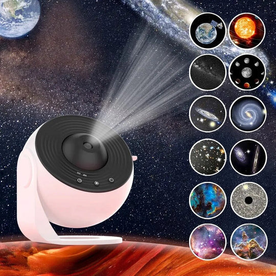 Veelzijdige sterrenprojector met meerdere kleuren en galaxy-effecten, ideaal voor sfeervolle thuisdecoratie.