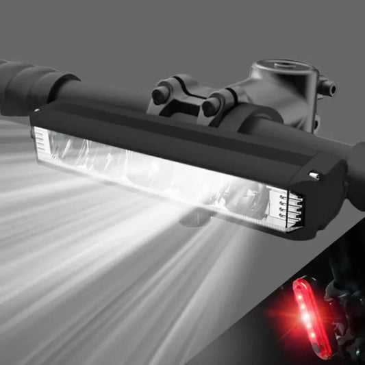 "Krachtige 1400 lumen fiets voorlicht, USB oplaadbaar, duurzaam, weersbestendig, voor veilig fietsen in het donker."