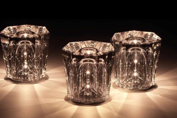 Kristal LED sfeerverlichting, oplaadbaar, modern design, perfect voor ontspanning.