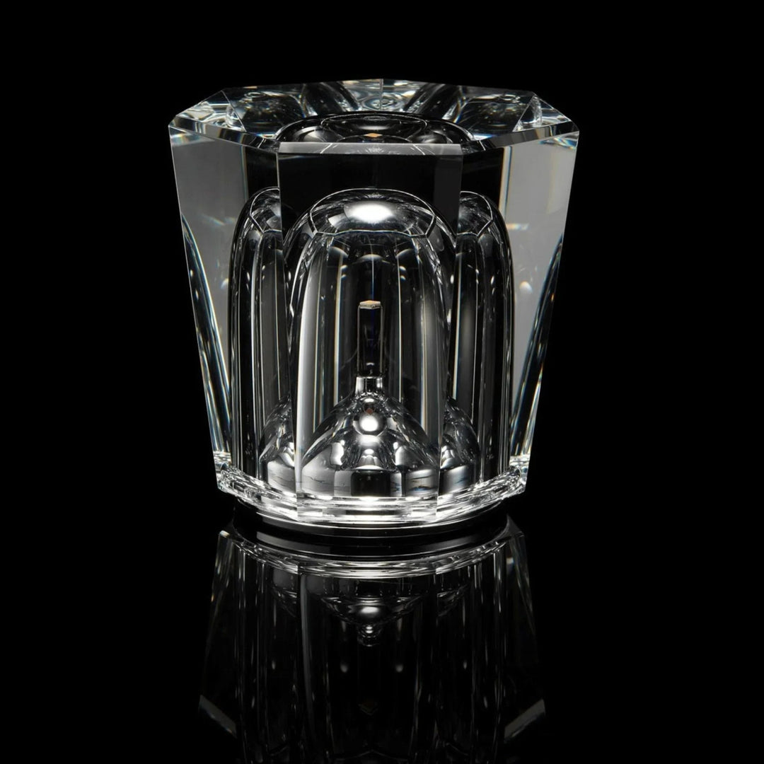 Sfeervolle LED tafellamp, kristal glas, oplaadbaar, perfect voor slaapkamer of woonkamer.