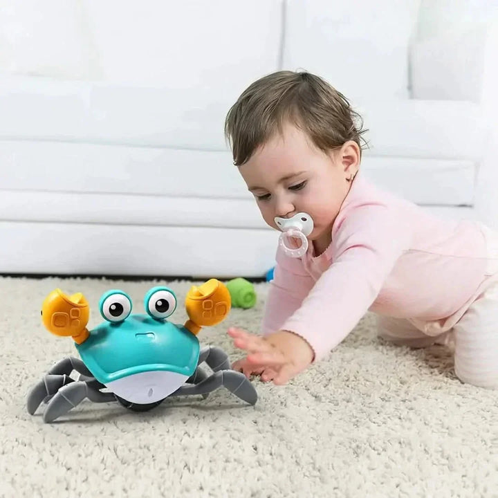 Interactief kruipspeelgoed met muziek en licht voor baby's; stimuleert motoriek en ontwikkeling.